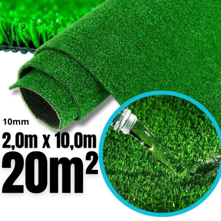 Grama Sintética 10mm para Jardim, Varanda e Pátio – 20m² (2x10m)