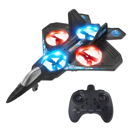 Drone Design Avião Crianças Iniciantes Avião Rc Com Luz Negra Combat Aircraft Controle Remoto 2.4ghz 4 Motores Preto