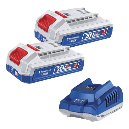 Kit Com 2 Baterias De Lítio E Carregador Tramontina By Total 20v 2ah