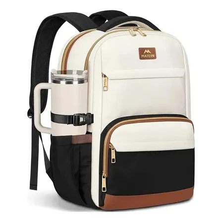 Mochilas Notebook Feminina, Mochilas Viagem Mochilas Escolar,notebook Para 15.6 Polegadas Impermeável Reforçada... Bege