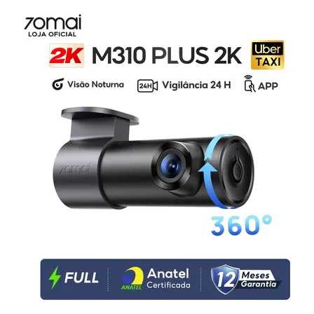 Câmera Veicular Automotiva 70mai M310 plus 2k Dash Cam Visão Noturna Controle Voz 360° Com WDR F1.55 App Wifi Monitoramento de Estacionamento 24h Sensor G Camera Carro para Uber Taxi Fácil Instalação