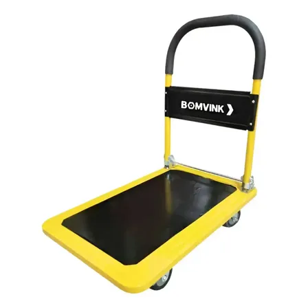 Carrinho Plataforma Dobrável 150kg Industrial Portátil Aço Amarelo