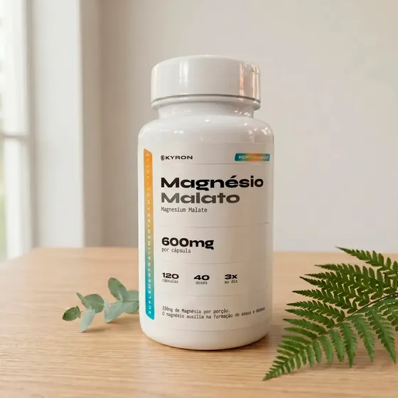 Magnésio Malato 600mg Alta Concentração 120 Cápsulas - Kyron