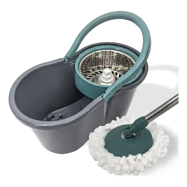 Esfregao Mop Giratorio 8 Litros Cesto Inox 2 Refil Pro Unica Único