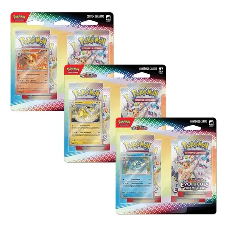 Kit 3 Blister Quadruplo Pokémon Evoluções Prismáticas Copag Evoluções Prismáticas Português