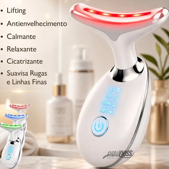 Massageador Facial Lifting De Pescoço E Rosto Led Vibração Fototerapia Para Rejuvenescer Firmeza Anti-rugas Aparelho... 127/220v Massageador Pescoço