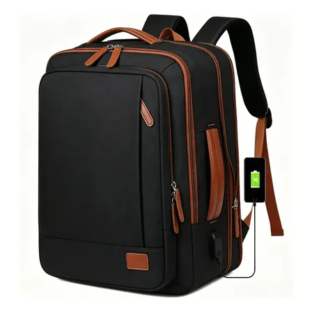 Mochila Impermeável Com Porta Usb Para Trabalho E Viagem Preto Liso