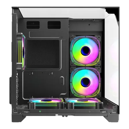 Gabinete Gamer Kalkan Midgard Vision Preto Micro Atx Com 3 Painéis De Vidro Temperado