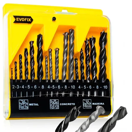 Kit Jogo Brocas Com Estojo Ferro Concreto Madeira Videa Aço Metal Alvenaria Parede Cimento Madeira Maciça Furadeira Perfuração Marcenaria Construção Civil Reparos Uso Doméstico E Profissional Reforma