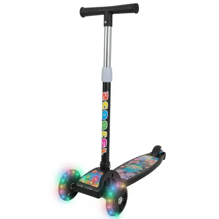 Patinete Infantil 3 Rodas Com Led Dobrável Menino Menina Preto