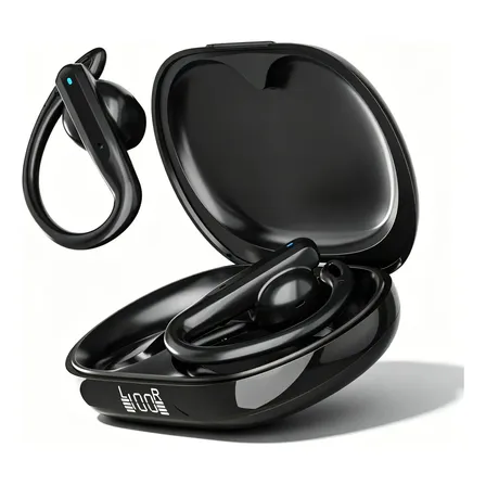 Fone De Ouvido Bluetooth Jskj Tws In-ear Sem Fio Esportivo Com Gancho E Microfone Preto