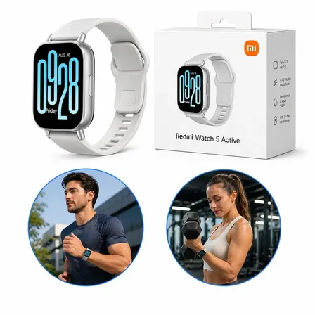 Relógio Smartwatch Familar Redmi Watch 5 Active Prata Xiaomi Original Relógio Inteligente Faz Chamadas Unissex Tela... Branco Prateado