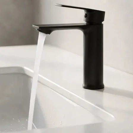 Torneira Lavabo Monocomando Bica Baixa Bancada Preto Fosco Banheiro Anti-vazamento Fácil Instalar