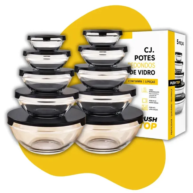 Conjunto 10 Potes Vidro Organizadores De Cozinha Multiuso Transparente