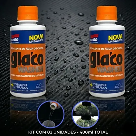 Kit 2 Glaco Washer 200ml Soft99 Aditivo Repelente Agua Chuva