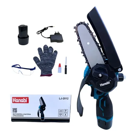 Mini Moto Serra Elétrica A Bateria 4 Polegada 12v 2ah Hanabi Preto 127/220v