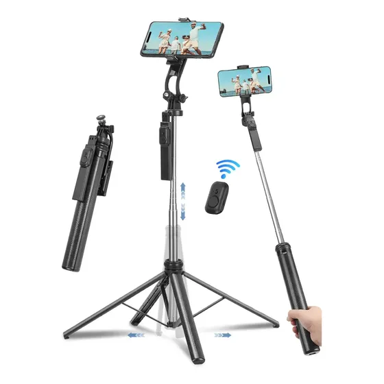 Tripé Profissional Solenzel Odl-24 180 Cm Para Celular E Câmera Com Controle Bluetooth Preto