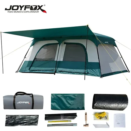 Joyfox Barraca Camping 12-16 Pessoas Grande Família Barraca Para Acampar, Impermeavel 3000mm Tecido Oxford 420*305*200cm, Verde