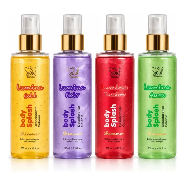 Kit 4 Body Splash Feminino Alta Projeção 200ml- Shimmer Luxo