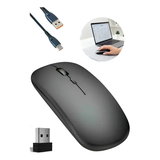 Mouse sem fio Bluetooth USB recarregável de modo duplo 2.4G