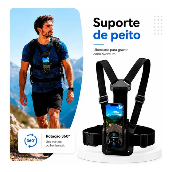 Suporte Peitoral Cinta De Peito Para Celular Câmera Esporte
