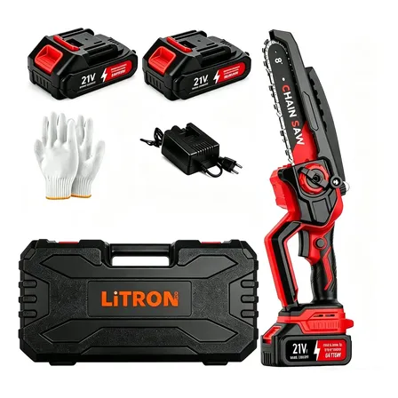 Mini Motosserra Elétrica Portátil 8 Polegadas 780w 6200rpm Duas Baterias Um Carregador Recarregável Serra De Poda Para Jardim E Árvores Vermelho/780w/6200 24v 50 Hz/60 Hz
