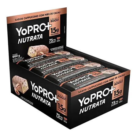 Barra Proteína Nutrata Yopro Sabor Cappuccino 12 Unidades 55g Cappuccino C/ Nibs De Cacau