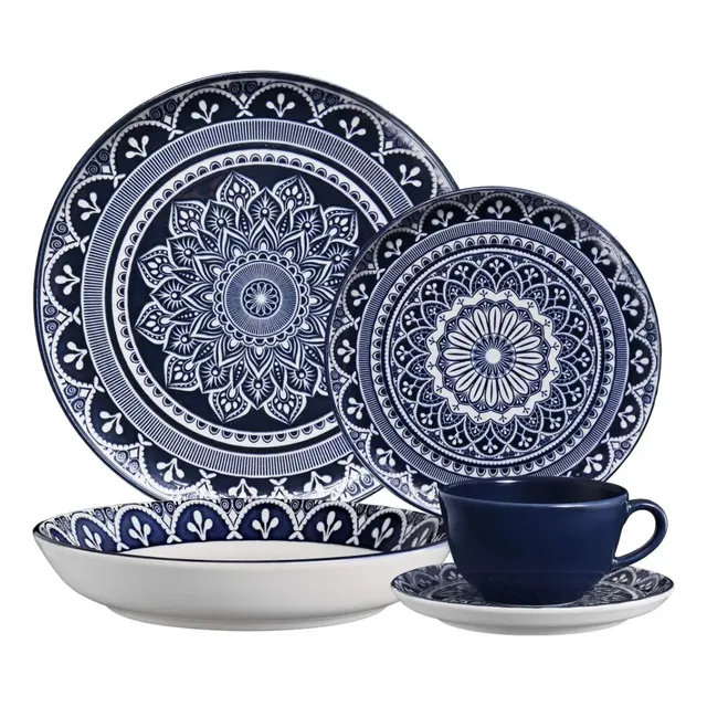 Ap. De Jantar 30 Pçs Málaga Decoração Com Relevo Flat Oxford Branco Málaga