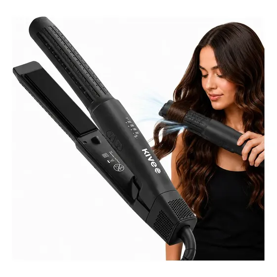 Chapinha 2 Em 1 Kive KV-865 Profissional Bivolt Alisa E Faz Cachos Com Jato Frio Íons Negativos Anti Frizz