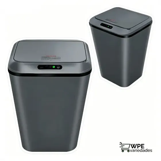 Lixeira Inteligente Sem Contato Sensor Infravermelho + USB Recarregável, Cinza Escuro 16L para Casa e Escritório