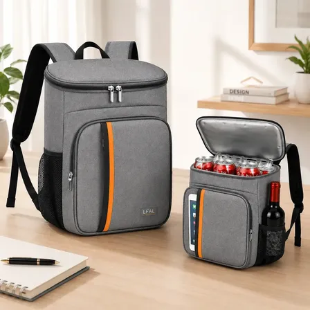 Mochila Térmica Bolsa Termica Viagem Espaçosa Bag Comida Trabalho Bebida Com Alça Cooler Praia Passeio Cinza Marmita Bebidas Grande Isotérmica Lancheira Litros Impermeável Premium Lfal