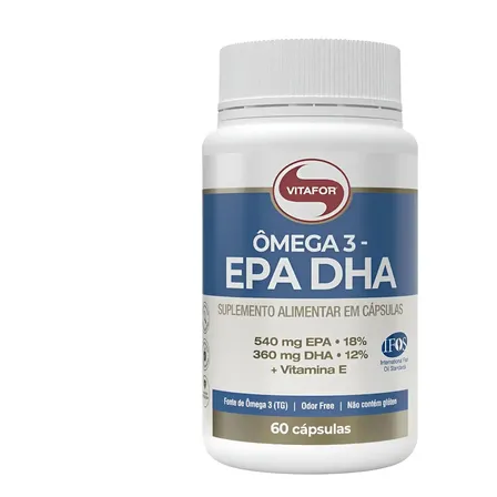 Ômega 3 Epa Dha Vitafor 60 Caps Vitamina Memória E Coração Sem Sabor