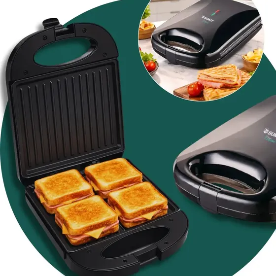Sanduicheira Elétrica Grande 4 Lanches 1200w Misteira Eletrica Sanduicheira Grill 3 Em 1 Preto 127v