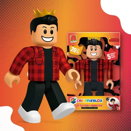 Boneco Nanndoblox Nanndo Articulado Youtuber 20cm Algazarra Creativeblox Robo Blox Game
