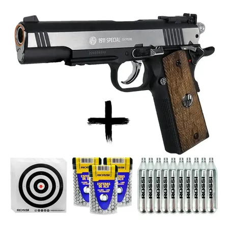 Pistola Airgun Arma Rossi 1911 Pressão Co2 Esfera Aço 4,5mm