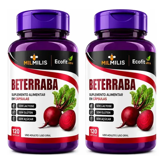 Kit 2 Beterraba Capsulas 240 Vasodilatador 500mg Sem Sabor Dilatador Beterraba