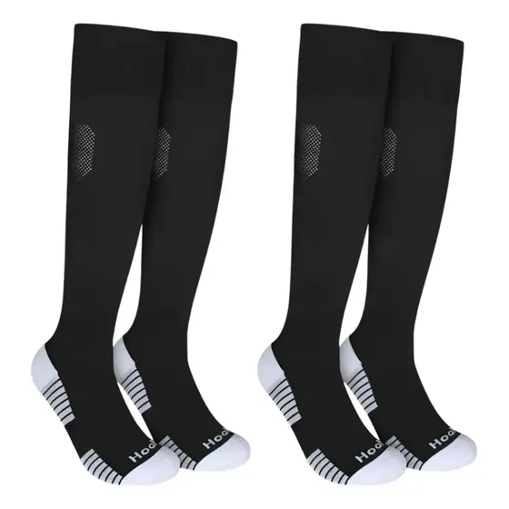 Kit 2 Pares Meião Futebol Profissional Hoahi Cano Longo Cor Preto Tamanho 39/43