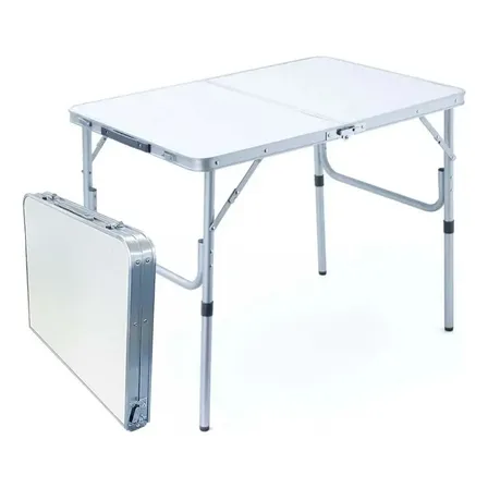 Mesa Dobrável Mr Camping Ajustavél Alumínio 90x60cm Vira Maleta Pescaria Praia e Acampamento