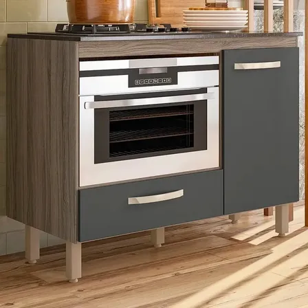 Balcão Para Cooktop 1 Porta 1 Gaveta Fit Carvalho Nature/chumbo