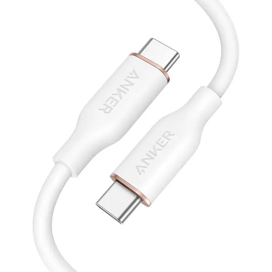 Cabo Usb C Para Tipo C Celular Anker 240w 0,9m Silicone, Carregador Turbo Super Rápido Macbook Pro/air, iPhone 15/16/17, Samsung, Xiaomi, Oppo, Jovi, Motorola, iPad, Galaxy, Anti-no, Cor Branco