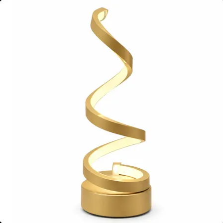 Luminaria De Mesa Espiral Led Design Moderno Luxo Decor Bran Dourado