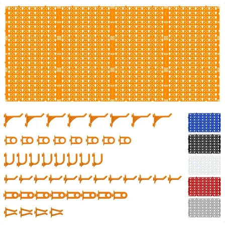 Painel Organizador De Ferramentas Plástico Ajustável 118x52 Perfurado Reforçado Pegboard Nerf Cor Laranja