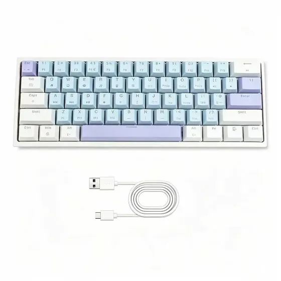 Teclado Mecânico Gamer Mk25 60% 61 Teclas Switch Red Teclas Usb Rgb ,inglês Us ,Azul