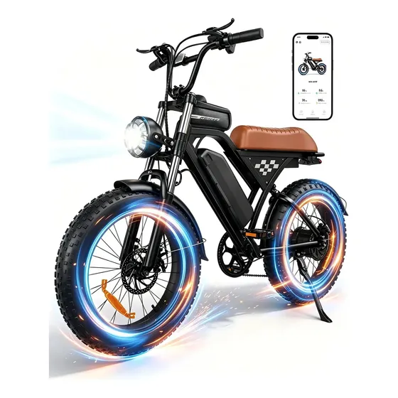 Bicicleta Elétrica Eb5 Max 1000w Bateria 48v 20ah Pneu Grosso Off Road Câmbio Freio A Disco Mecânico Controle App Painel Lcd Ideal Para Passeio Urbano Trilha Aventura Trajeto Diário Adulto Preto