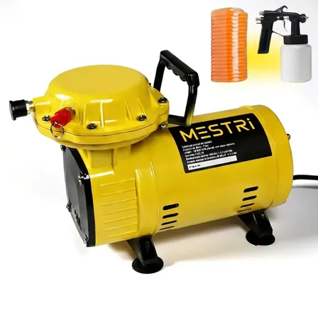 Compressor De Ar Direto Elétrico Pintura 1/3cv Bivolt Amarelo 60hz 127/220v