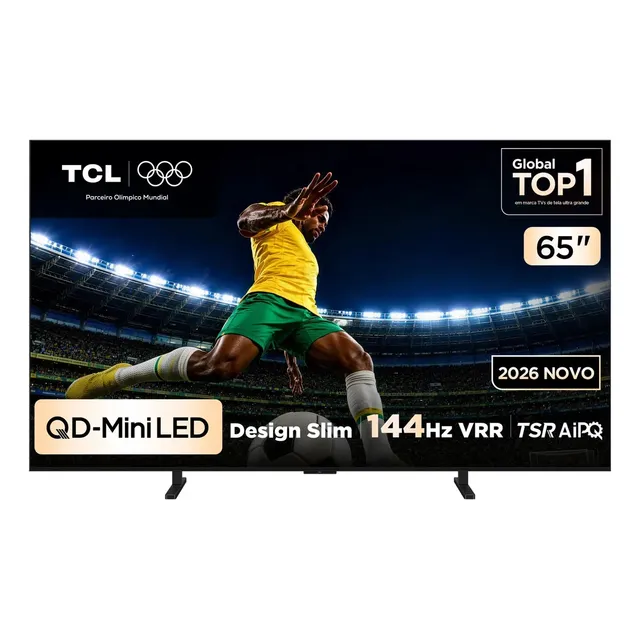 Smart TV TCL 65 Polegadas QLED Mini LED 4K A400M WiFi Bluetooth Google TV HDR10+ 144 Hz VRR 65A400M