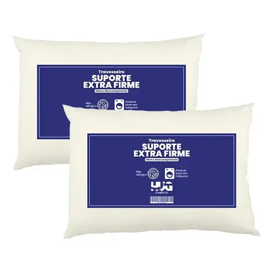 Kit 02 Travesseiro Hug Antialérgico Extra Firme 50cm 70cm Branco