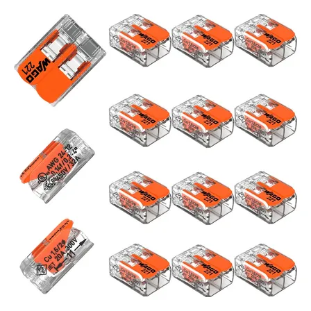 Kit 20 Conector Wago Compacto Emenda 2 Fios 4mm2 32a 221-412 127/220v