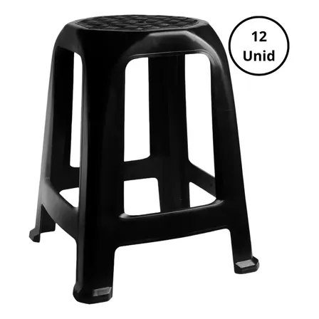 Kit 12 Banqueta Reforçada Preto