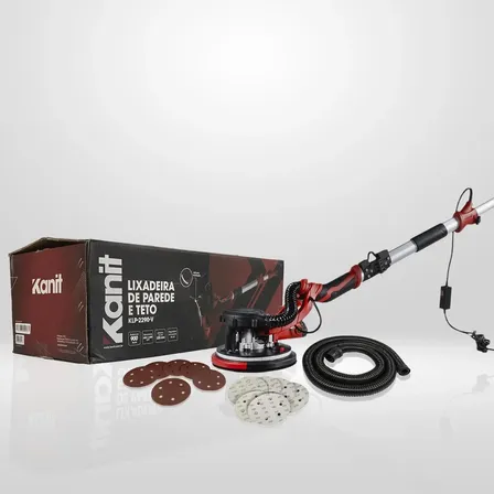 Lixadeira Parede Teto Kanit 900w 1800rpm Led Saco Coletor E Lixas Vermelho E Preto 50/60hz 127v